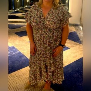 Floral high low wrap dress